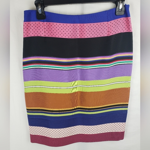 J.Mclaughlin Women's Colorful Ribbon Striped Skirt Sz 8 - Picture 3 of 6